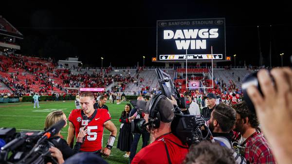 UGA's Stetson Bennett throwing first pitch at Braves' home opener